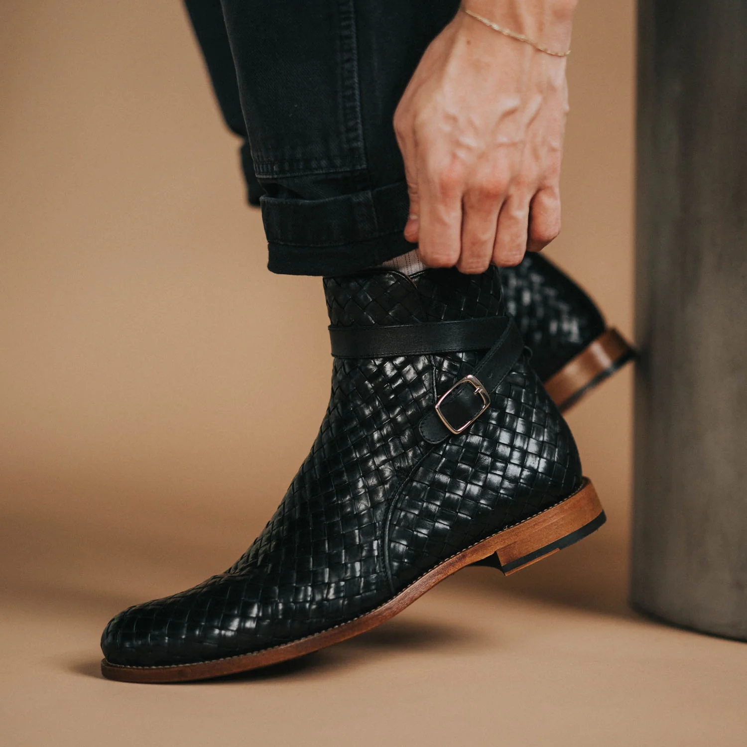The Dylan Jodhpur Boot in Black Woven (Last Chance, Final Sale) - Image 7
