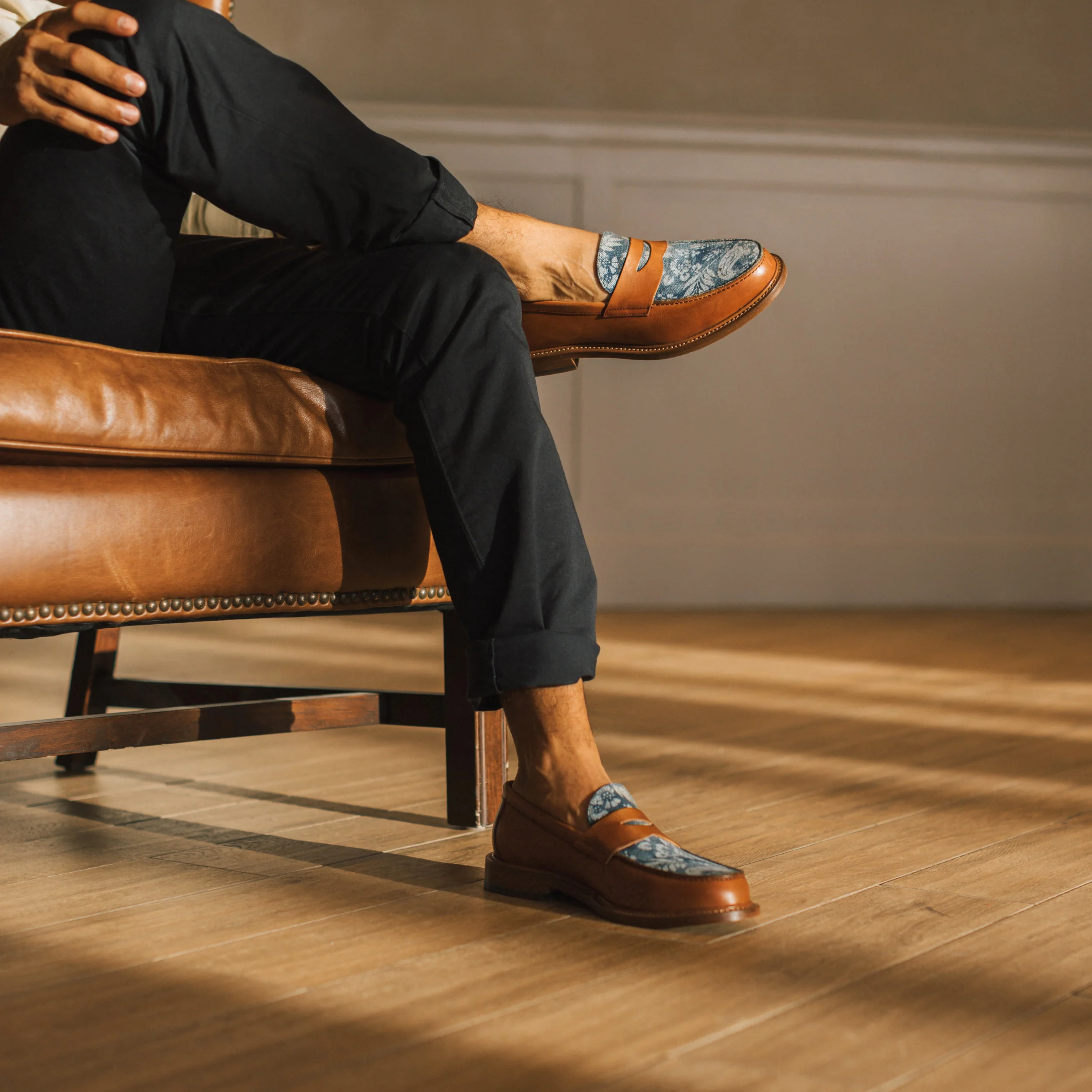 The Jack Penny Loafer in Washed Denim Floral - Image 2