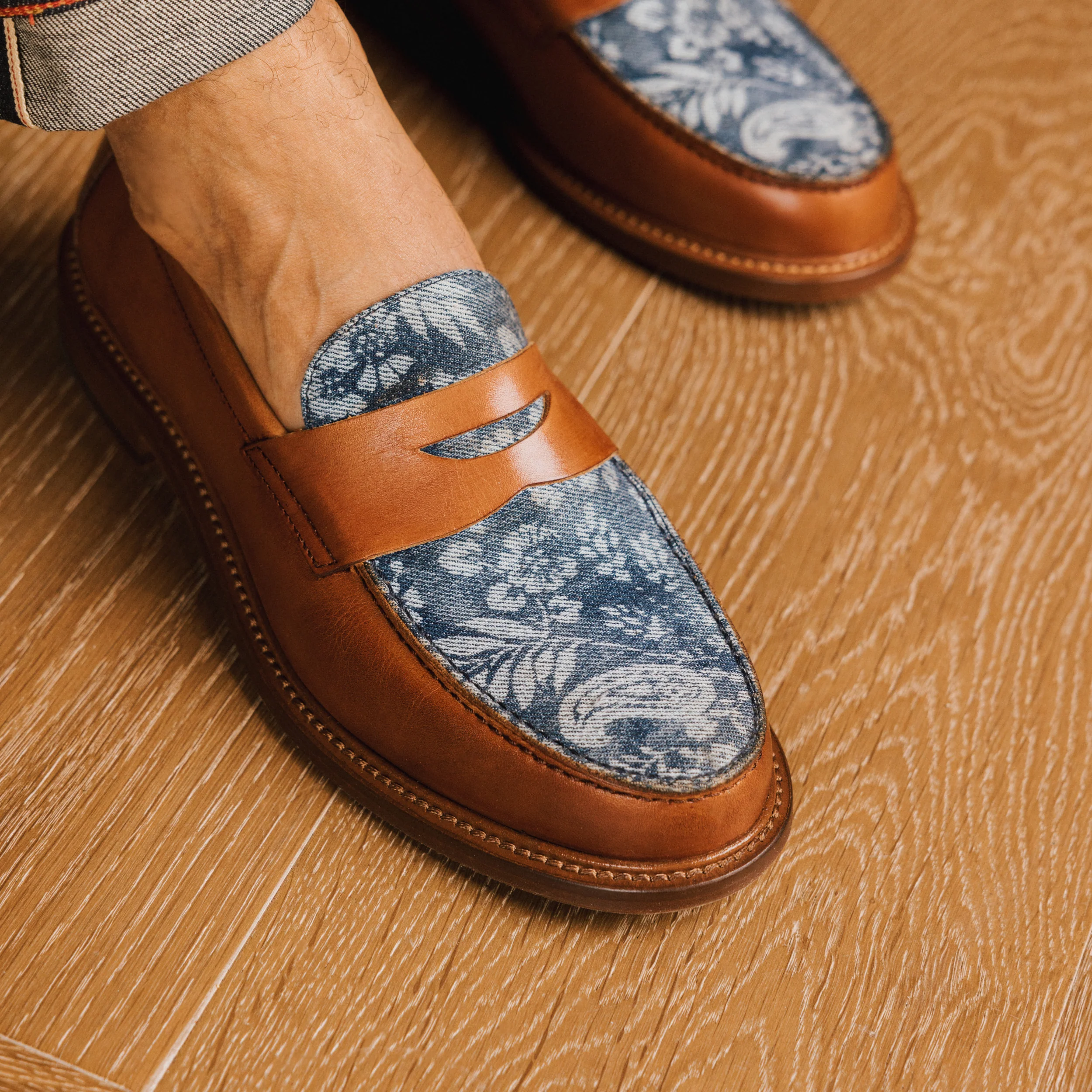 The Jack Penny Loafer in Washed Denim Floral - Image 4
